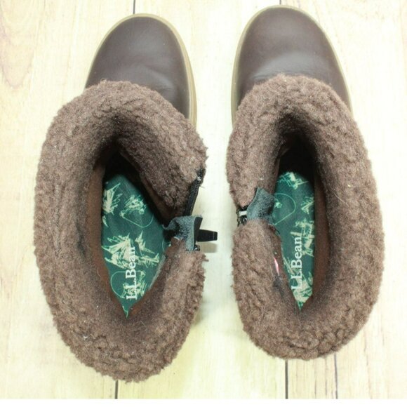 LL Bean Mountainside Brown Leather Insulated Rugged Winter Boots Size 7.5 M - Picture 7 of 9